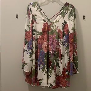 Show me your mumu floral dress with bell sleeves